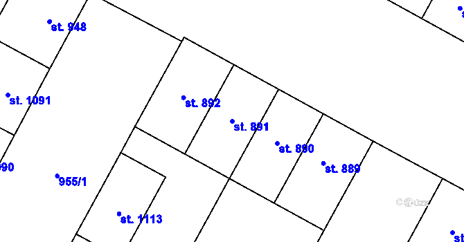 Parcela st. 891 v KÚ Hodolany, Katastrální mapa
