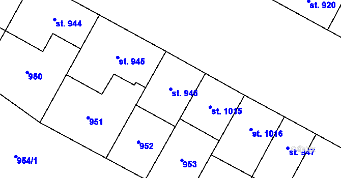 Parcela st. 946 v KÚ Hodolany, Katastrální mapa