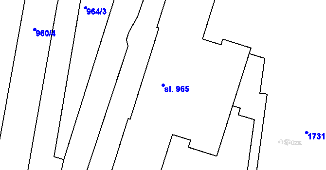 Parcela st. 965 v KÚ Hodolany, Katastrální mapa
