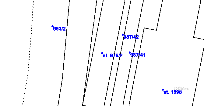 Parcela st. 976/2 v KÚ Hodolany, Katastrální mapa