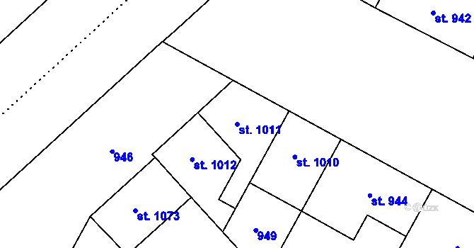 Parcela st. 1011 v KÚ Hodolany, Katastrální mapa
