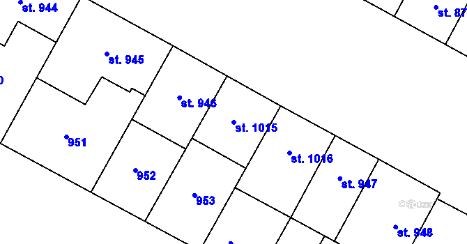 Parcela st. 1015 v KÚ Hodolany, Katastrální mapa