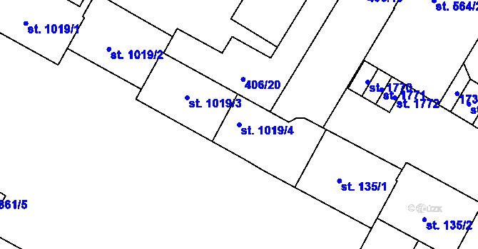Parcela st. 1019/4 v KÚ Hodolany, Katastrální mapa
