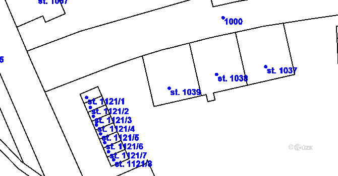Parcela st. 1039 v KÚ Hodolany, Katastrální mapa