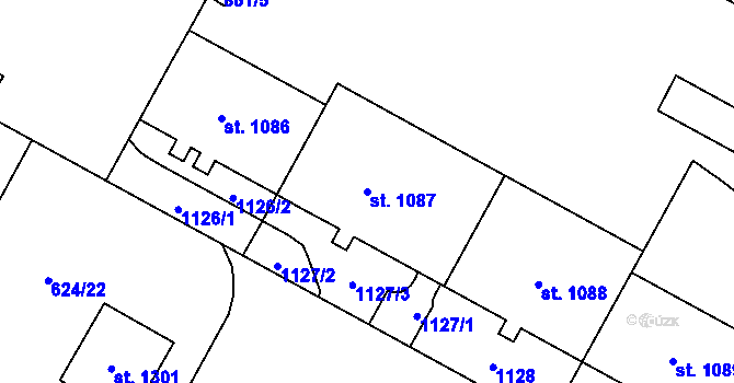 Parcela st. 1087 v KÚ Hodolany, Katastrální mapa