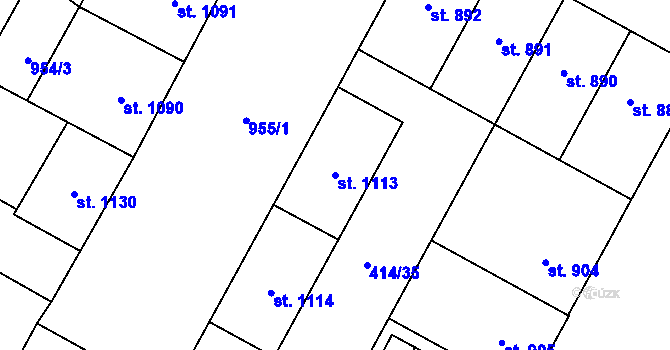 Parcela st. 1113 v KÚ Hodolany, Katastrální mapa