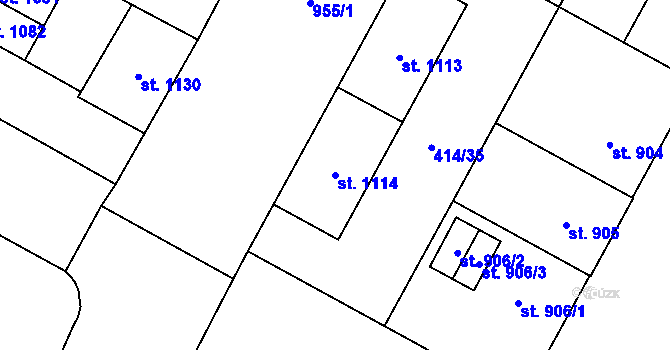 Parcela st. 1114 v KÚ Hodolany, Katastrální mapa