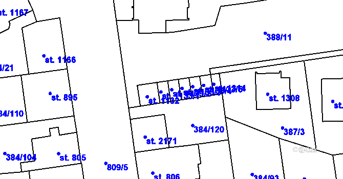 Parcela st. 1133/2 v KÚ Hodolany, Katastrální mapa
