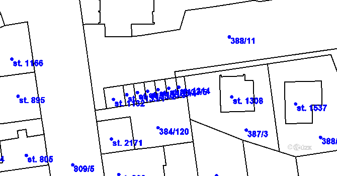 Parcela st. 1133/5 v KÚ Hodolany, Katastrální mapa