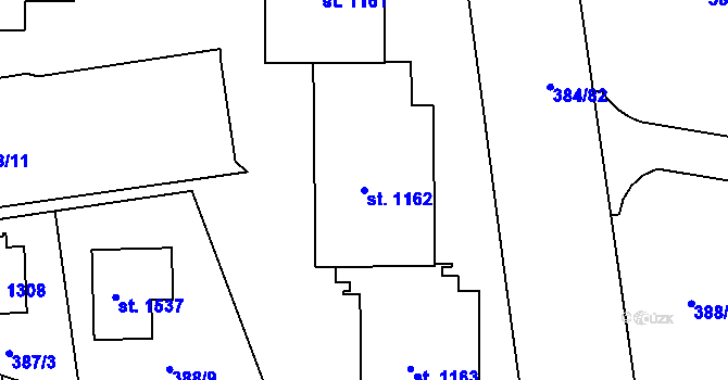 Parcela st. 1162 v KÚ Hodolany, Katastrální mapa