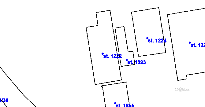 Parcela st. 1222 v KÚ Hodolany, Katastrální mapa