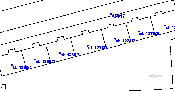 Parcela st. 1278/1 v KÚ Hodolany, Katastrální mapa