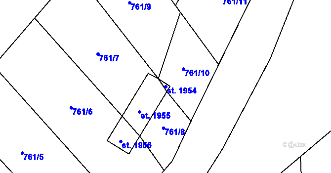 Parcela st. 1954 v KÚ Hodolany, Katastrální mapa