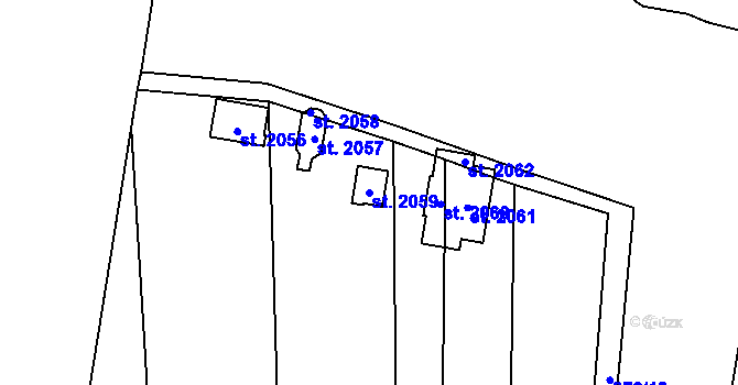 Parcela st. 2059 v KÚ Hodolany, Katastrální mapa