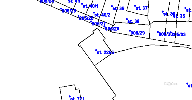 Parcela st. 2266 v KÚ Hodolany, Katastrální mapa