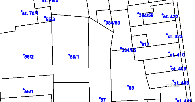 Parcela st. 56/2 v KÚ Hodolany, Katastrální mapa