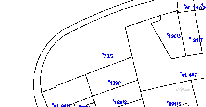 Parcela st. 73/2 v KÚ Hodolany, Katastrální mapa