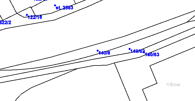 Parcela st. 140/8 v KÚ Hodolany, Katastrální mapa