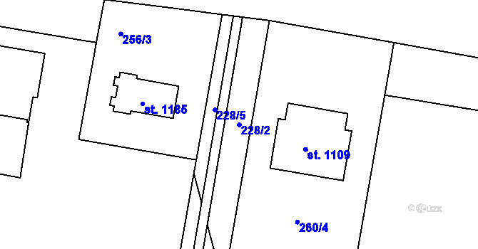 Parcela st. 228/2 v KÚ Hodolany, Katastrální mapa