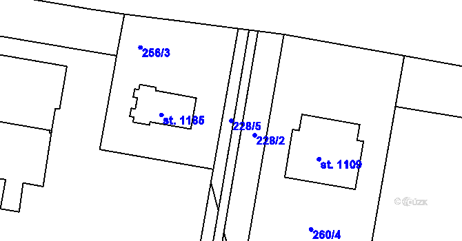 Parcela st. 228/5 v KÚ Hodolany, Katastrální mapa