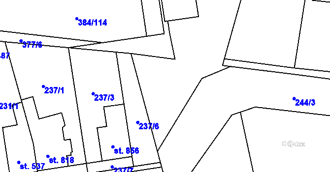 Parcela st. 244/2 v KÚ Hodolany, Katastrální mapa