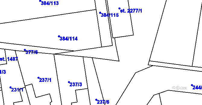 Parcela st. 263/5 v KÚ Hodolany, Katastrální mapa