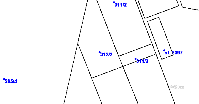 Parcela st. 312/2 v KÚ Hodolany, Katastrální mapa