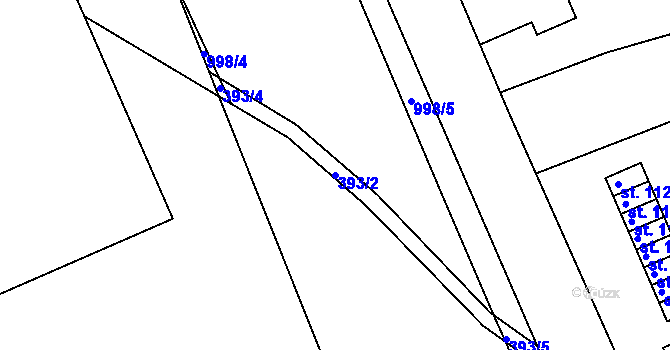 Parcela st. 393/2 v KÚ Hodolany, Katastrální mapa
