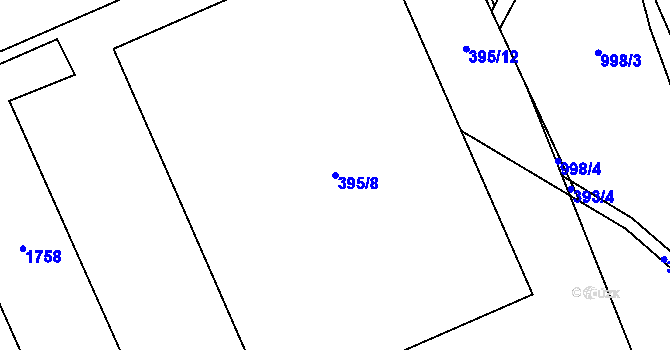 Parcela st. 395/8 v KÚ Hodolany, Katastrální mapa