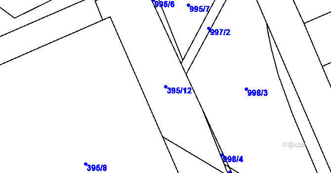 Parcela st. 395/12 v KÚ Hodolany, Katastrální mapa