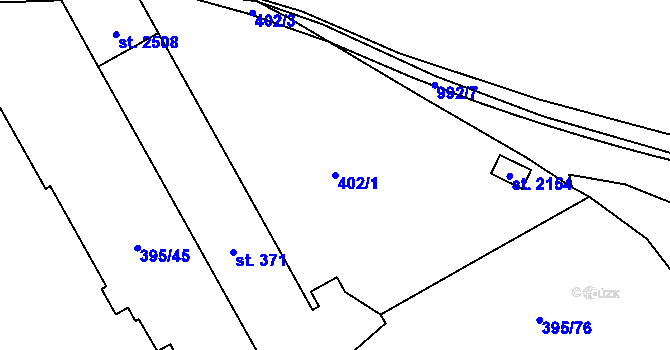 Parcela st. 402/1 v KÚ Hodolany, Katastrální mapa