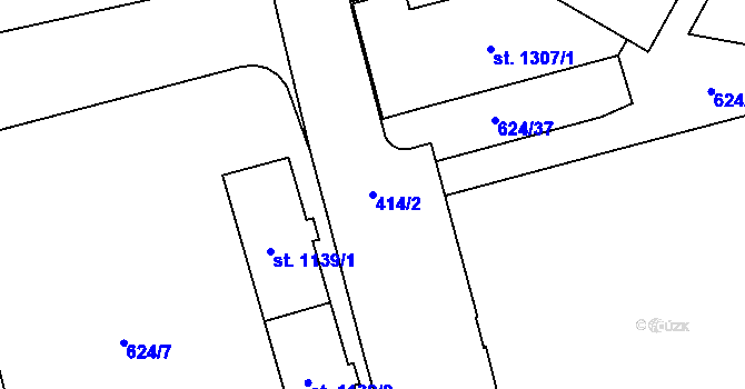 Parcela st. 414/2 v KÚ Hodolany, Katastrální mapa