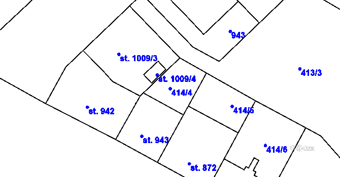 Parcela st. 414/4 v KÚ Hodolany, Katastrální mapa