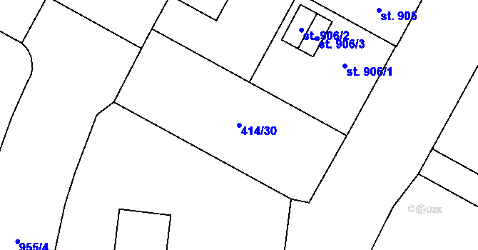 Parcela st. 414/30 v KÚ Hodolany, Katastrální mapa