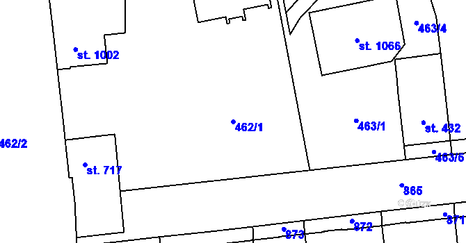 Parcela st. 462/1 v KÚ Hodolany, Katastrální mapa