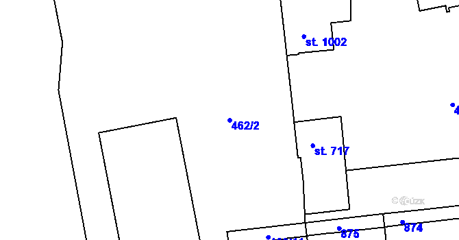 Parcela st. 462/2 v KÚ Hodolany, Katastrální mapa