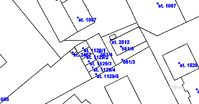 Parcela st. 561/4 v KÚ Hodolany, Katastrální mapa