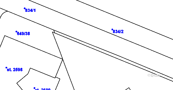 Parcela st. 648/5 v KÚ Hodolany, Katastrální mapa