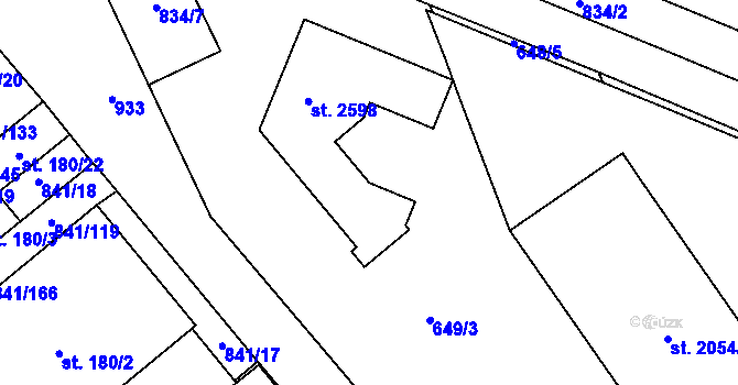 Parcela st. 649/3 v KÚ Hodolany, Katastrální mapa