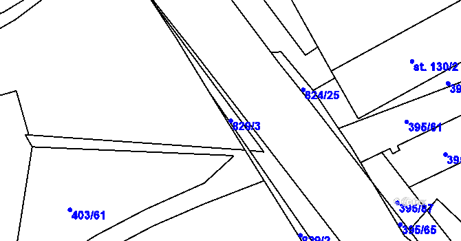 Parcela st. 829/3 v KÚ Hodolany, Katastrální mapa