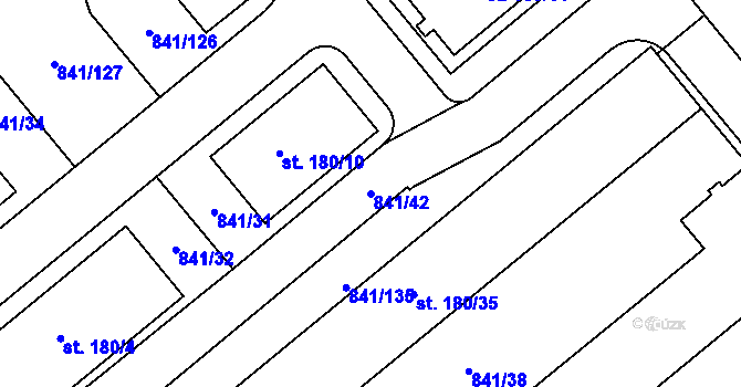 Parcela st. 841/42 v KÚ Hodolany, Katastrální mapa