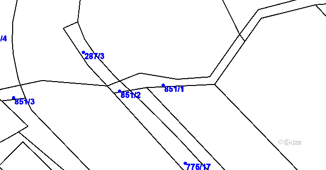 Parcela st. 851/1 v KÚ Hodolany, Katastrální mapa