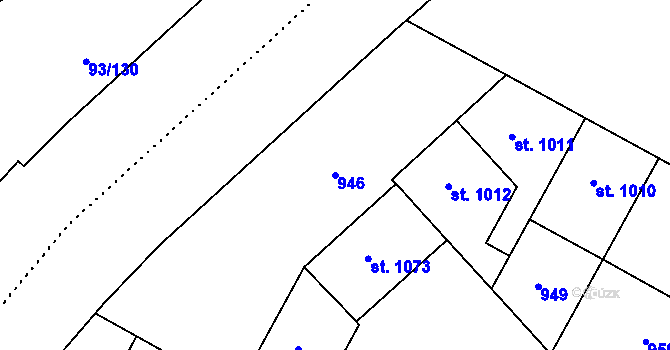 Parcela st. 946 v KÚ Hodolany, Katastrální mapa