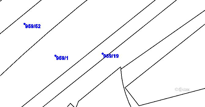 Parcela st. 959/19 v KÚ Hodolany, Katastrální mapa