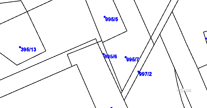 Parcela st. 995/6 v KÚ Hodolany, Katastrální mapa