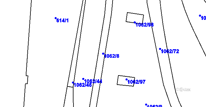 Parcela st. 1062/8 v KÚ Hodolany, Katastrální mapa