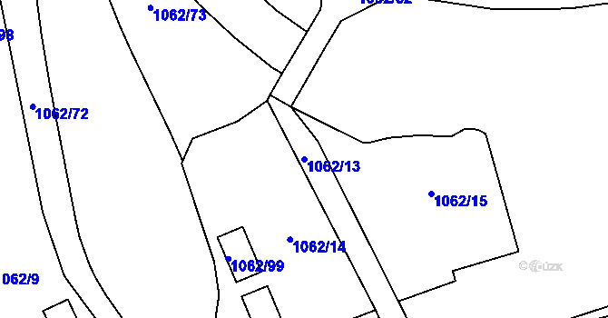 Parcela st. 1062/13 v KÚ Hodolany, Katastrální mapa