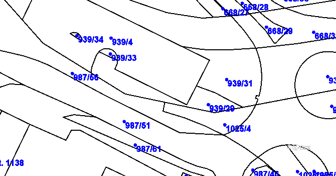 Parcela st. 939/30 v KÚ Hodolany, Katastrální mapa
