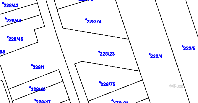 Parcela st. 228/23 v KÚ Hodolany, Katastrální mapa