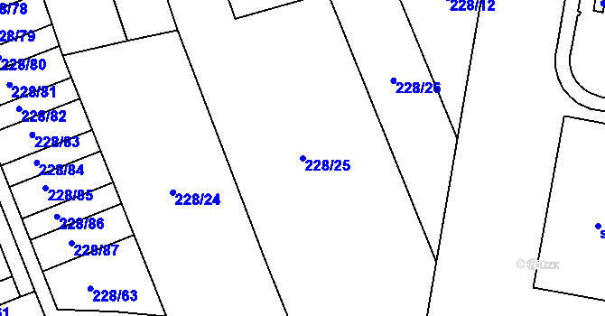 Parcela st. 228/25 v KÚ Hodolany, Katastrální mapa